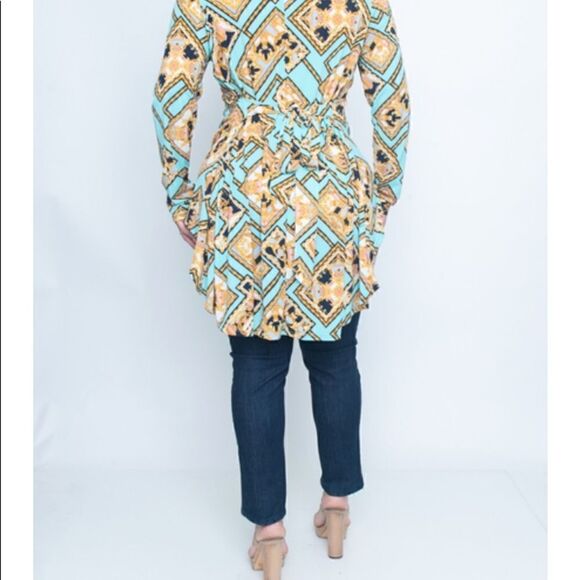 TEAL/GOLD plus size long sleeve top - Picture 3 of 3